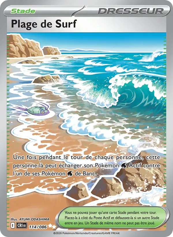 Plage de Surf — Chaos Ascendant 114 French Pokémon card