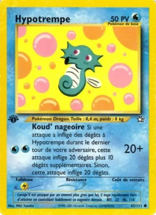 Hypotrempe — Neo Genesis 62 French Pokémon card
