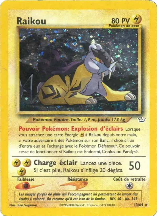 Raikou — Neo Revelation 13 French Pokémon card