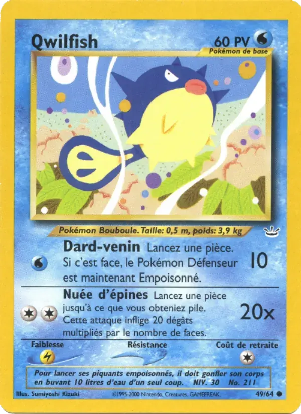 Qwilfish — Neo Revelation 49 French Pokémon card