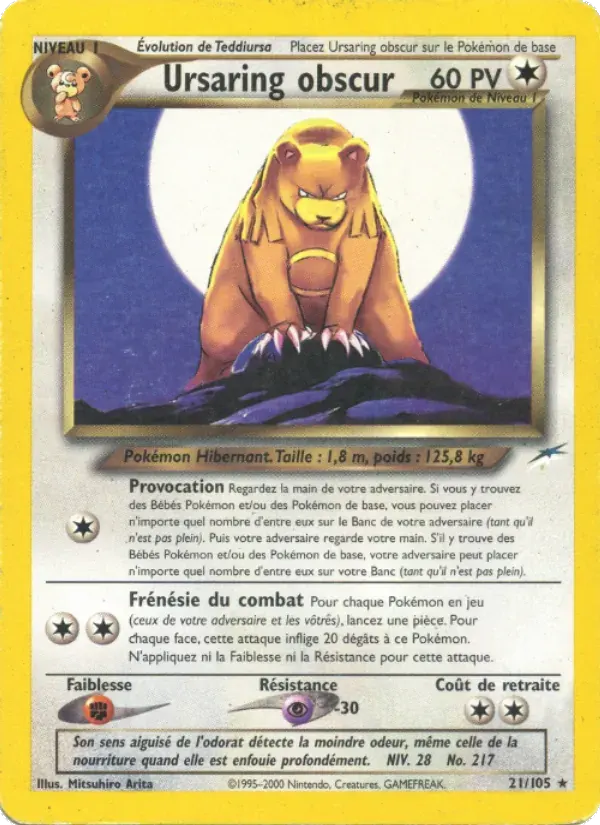 Ursaring obscur — Neo Destiny 21 French Pokémon card