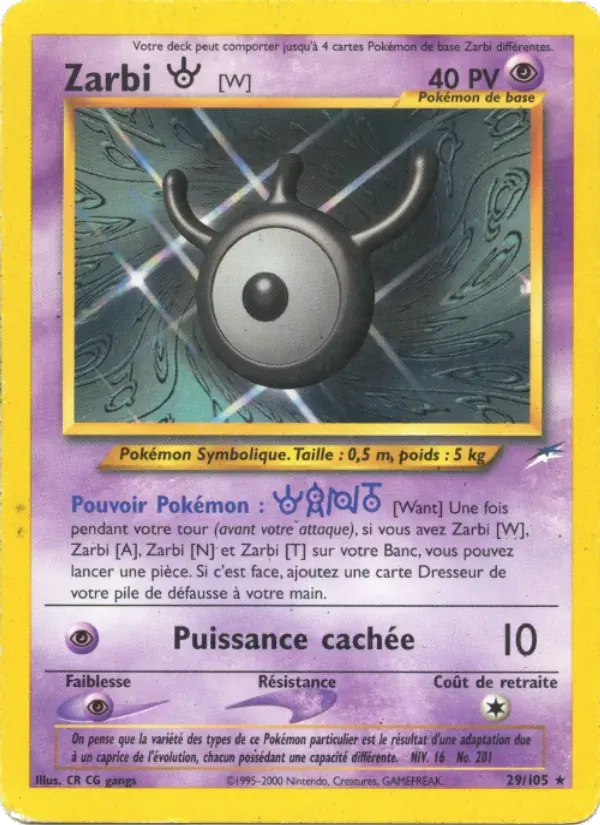Zarbi W — Neo Destiny 29 French Pokémon card