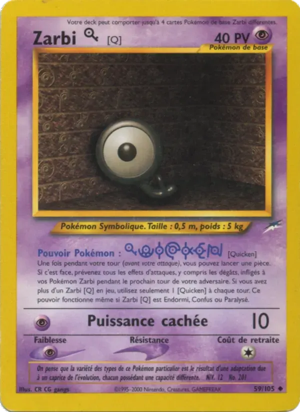 Zarbi Q — Neo Destiny 59 French Pokémon card