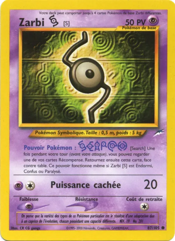 Zarbi S — Neo Destiny 87 French Pokémon card