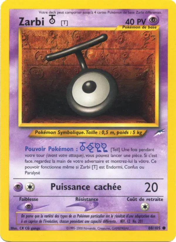 Zarbi T — Neo Destiny 88 French Pokémon card