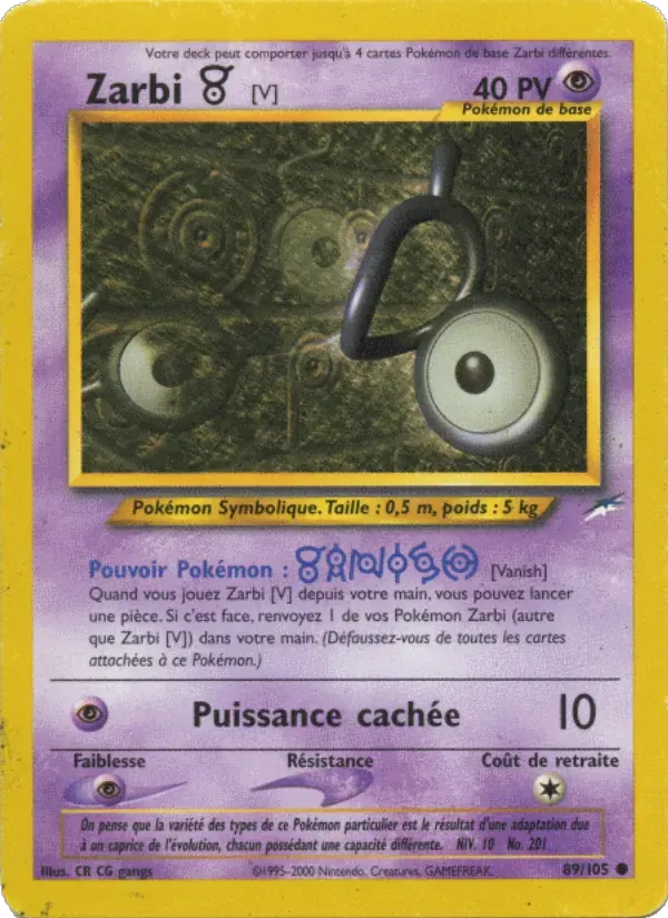 Zarbi V — Neo Destiny 89 French Pokémon card