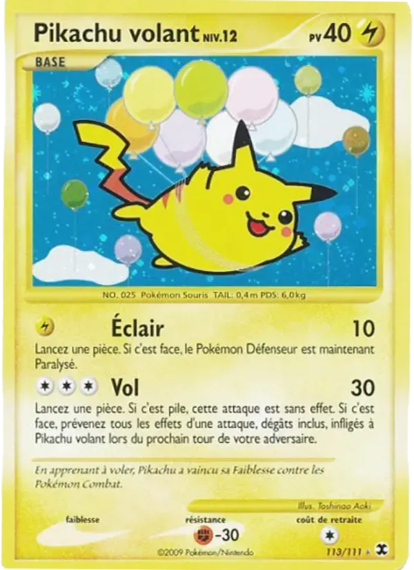 Pikachu volant Niv. 12 — Rivaux Émergeants 113 French Pokémon card