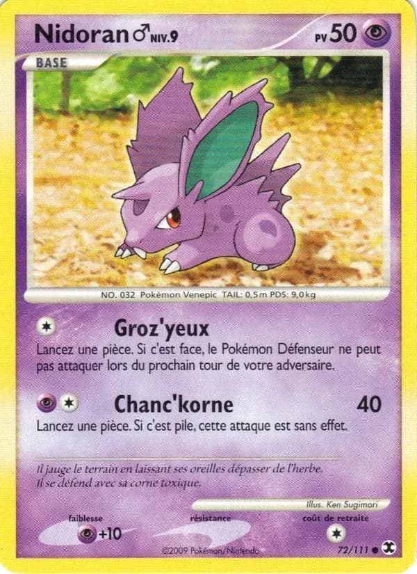 Nidoran♂ Niv. 9 — Rivaux Émergeants 72 French Pokémon card