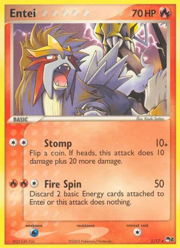 Entei — POP Série 2 1 French Pokémon card