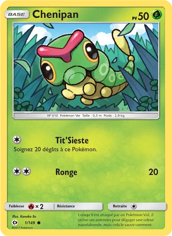 Chenipan — Soleil et Lune 1 French Pokémon card