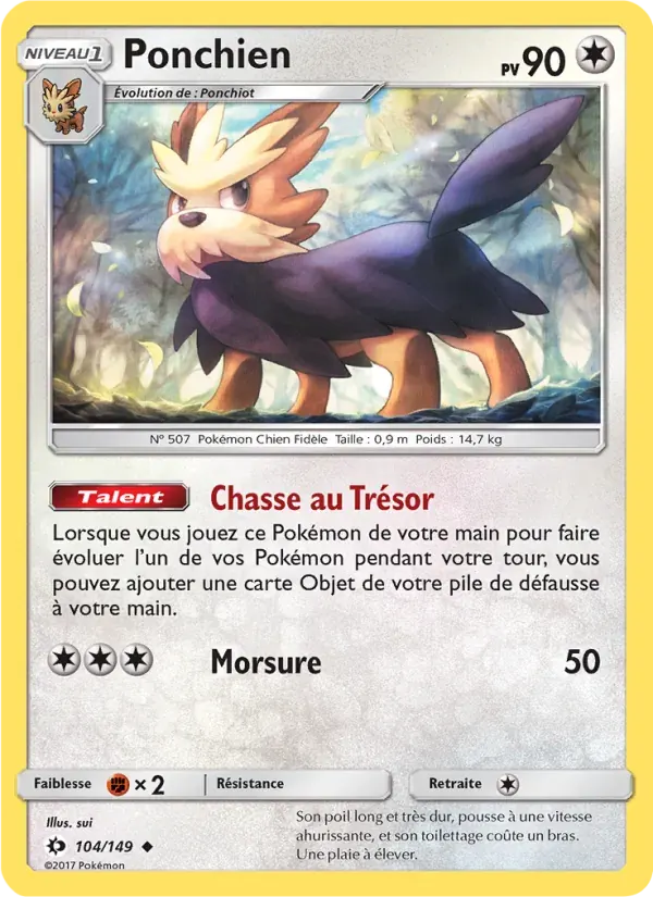Ponchien — Soleil et Lune 104 French Pokémon card