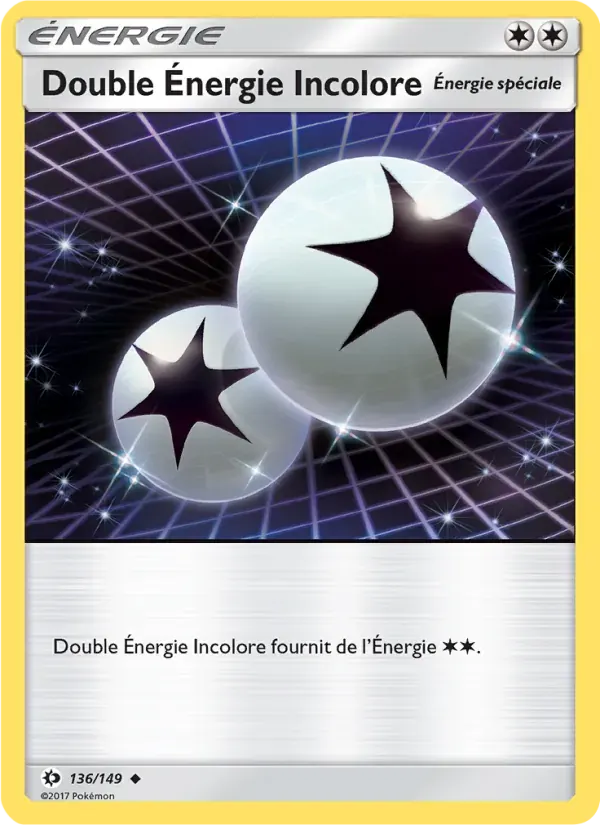 Double Énergie Incolore — Soleil et Lune 136 French Pokémon card