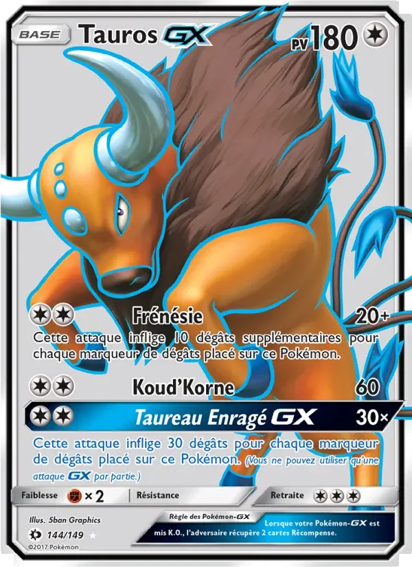 Tauros GX — Soleil et Lune 144 French Pokémon card