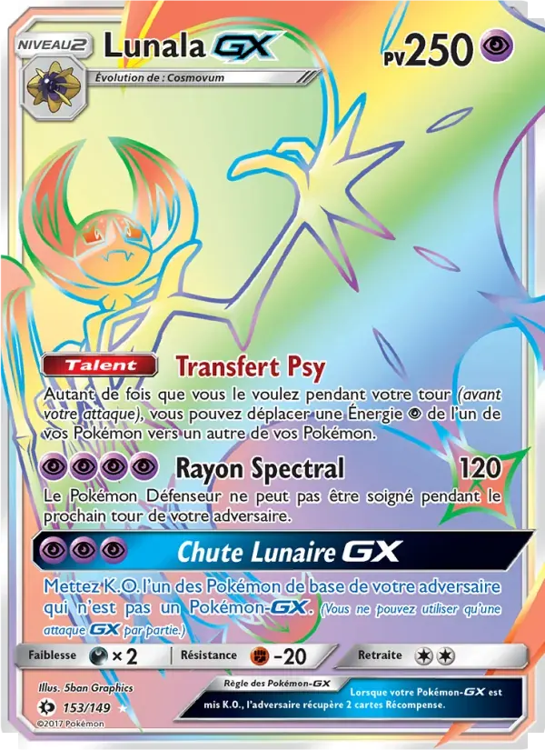 Lunala GX — Soleil et Lune 153 French Pokémon card