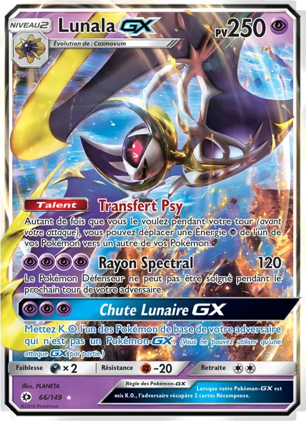 Lunala GX — Soleil et Lune 66 French Pokémon card