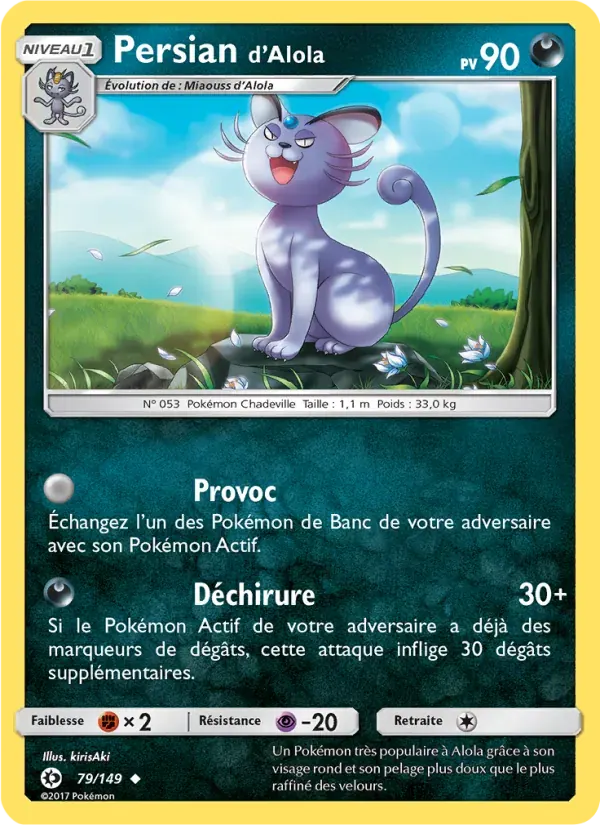 Persian d’Alola — Soleil et Lune 79 French Pokémon card