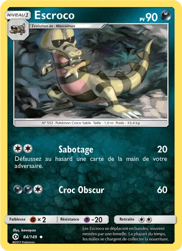 Escroco — Soleil et Lune 84 French Pokémon card