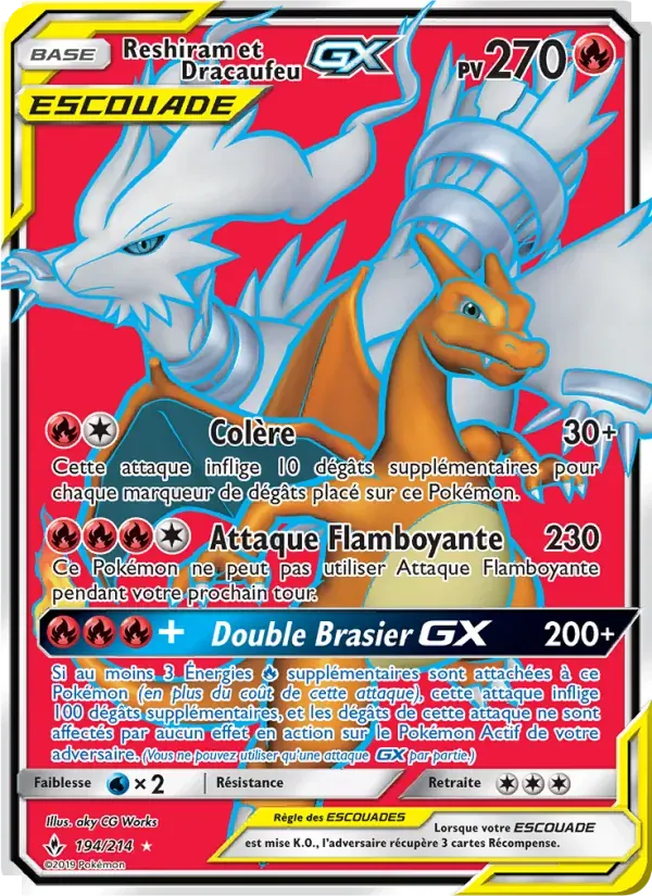 Reshiram et Dracaufeu GX — Alliance Infaillible 194 French Pokémon card