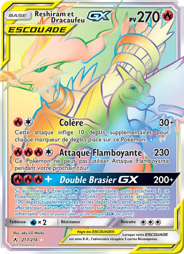 Reshiram et Dracaufeu GX — Alliance Infaillible 217 French Pokémon card