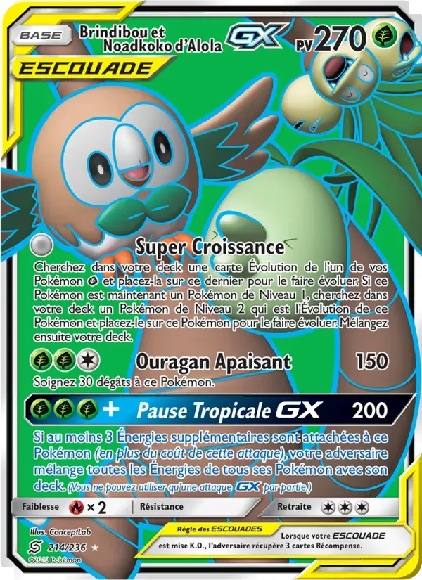 Brindibou et Noadkoko d’Alola GX — Harmonie des Esprits 214 French Pokémon card