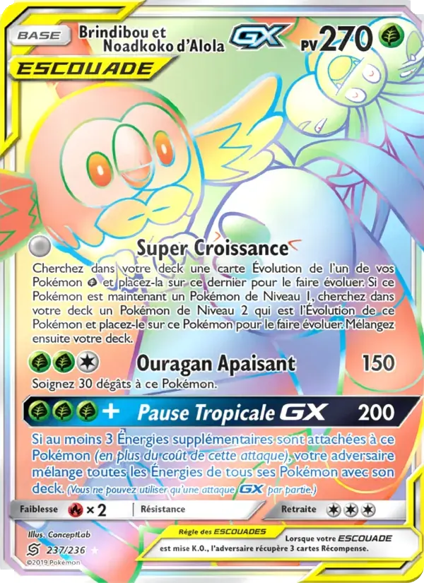 Brindibou et Noadkoko d’Alola GX — Harmonie des Esprits 237 French Pokémon card