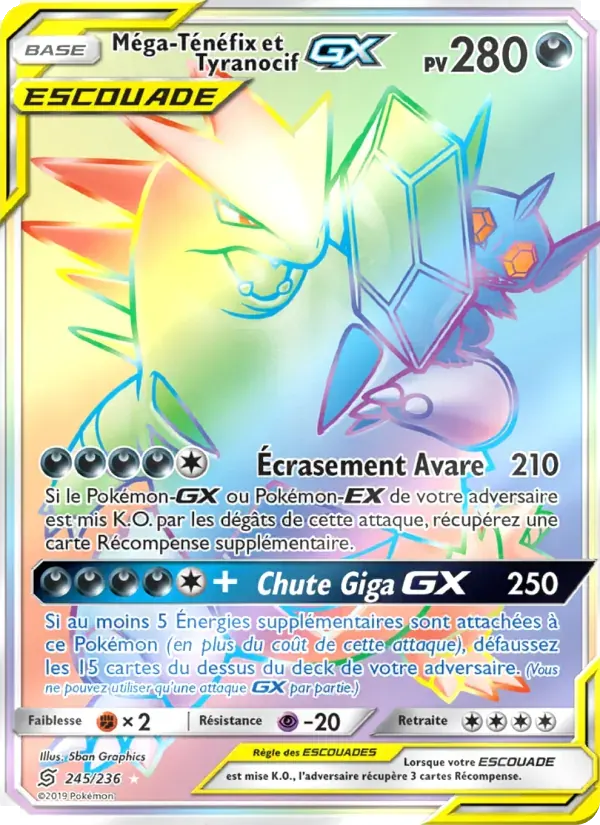 Méga-Ténéfix et Tyranocif GX — Harmonie des Esprits 245 French Pokémon card