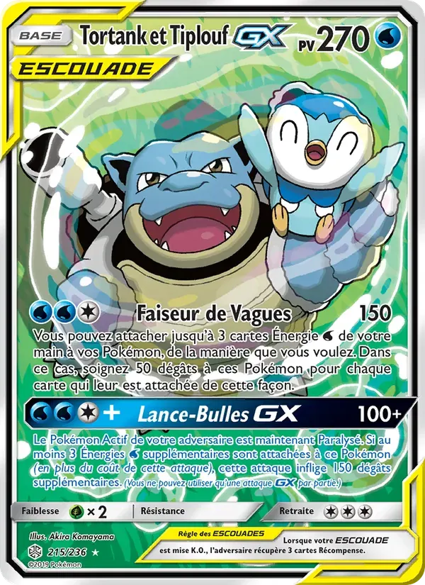 Tortank et Tiplouf GX — Éclipse Cosmique 215 French Pokémon card