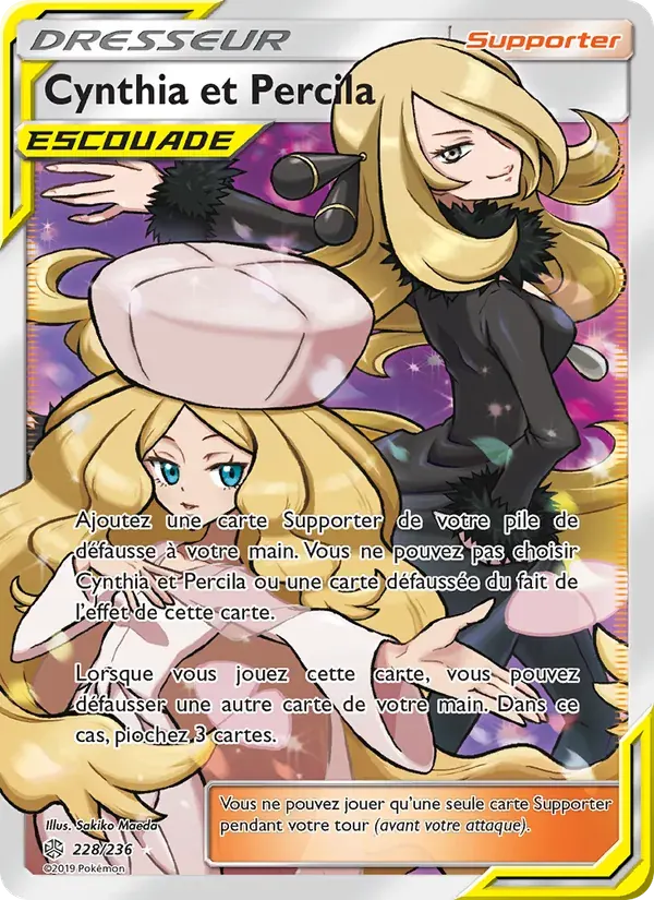 Cynthia et Percila — Éclipse Cosmique 228 French Pokémon card