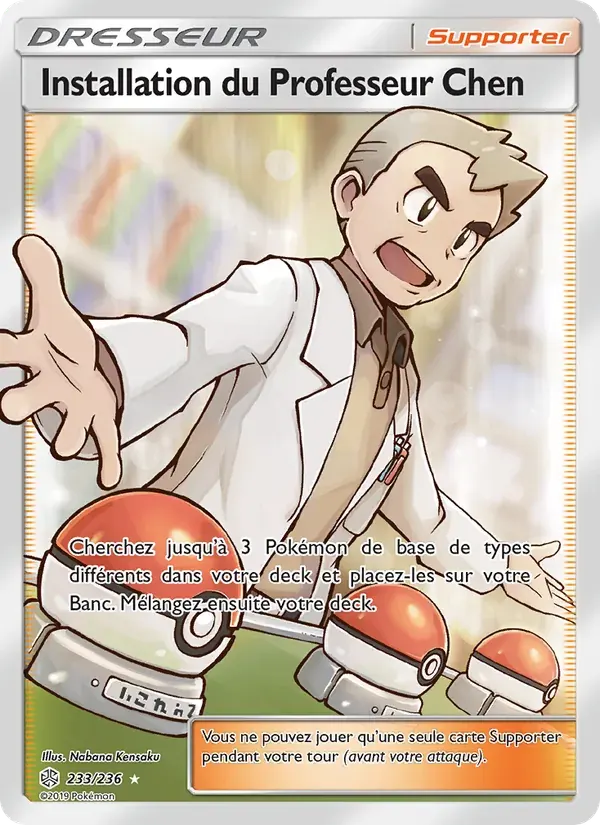 Installation du Professeur Chen — Éclipse Cosmique 233 French Pokémon card