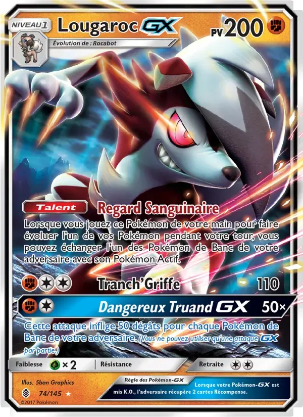 Lougaroc GX — Gardiens Ascendants 74 French Pokémon card