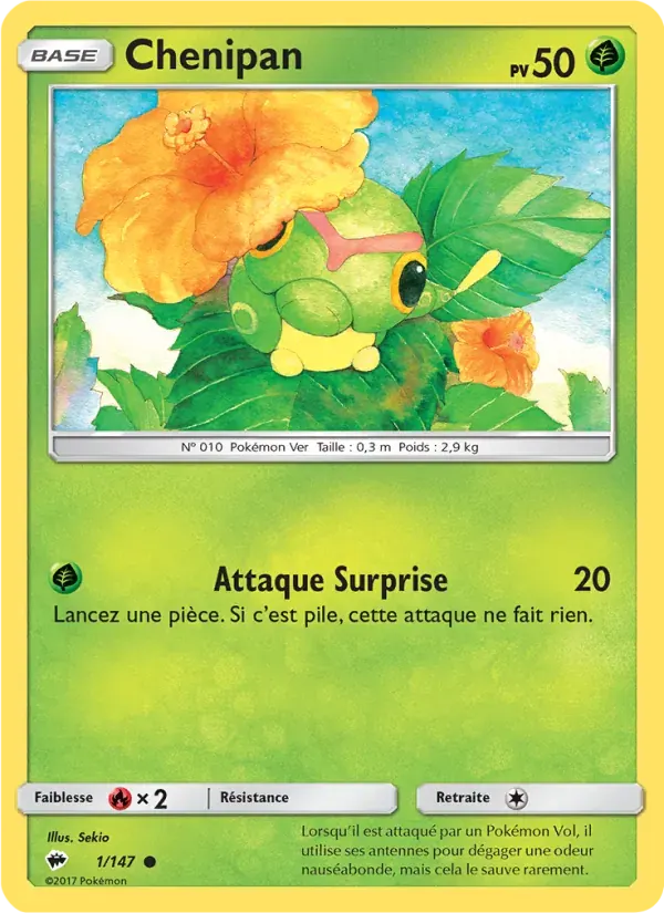 Chenipan — Ombres Ardentes 1 French Pokémon card