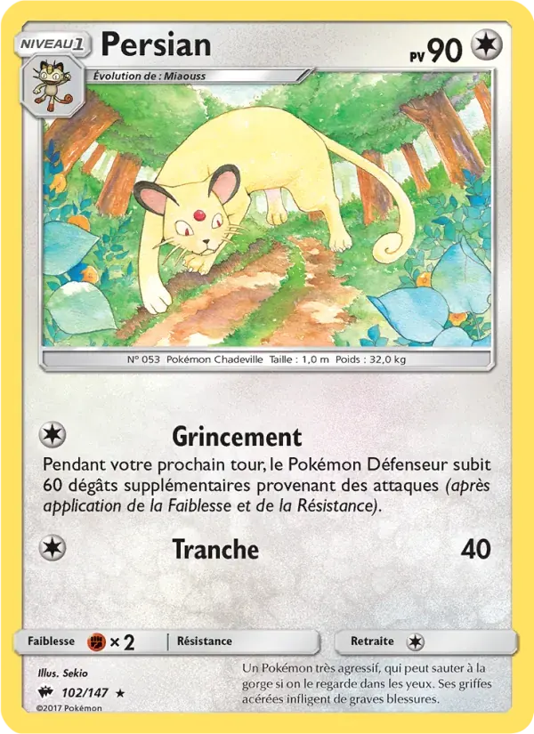 Persian — Ombres Ardentes 102 French Pokémon card
