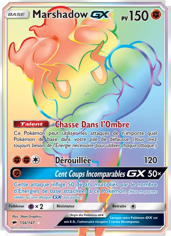 Marshadow GX — Ombres Ardentes 156 French Pokémon card