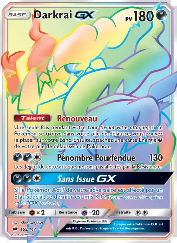 Darkrai GX — Ombres Ardentes 158 French Pokémon card
