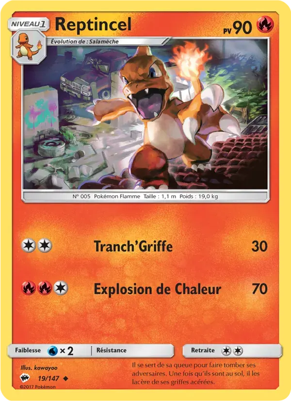 Reptincel — Ombres Ardentes 19 French Pokémon card