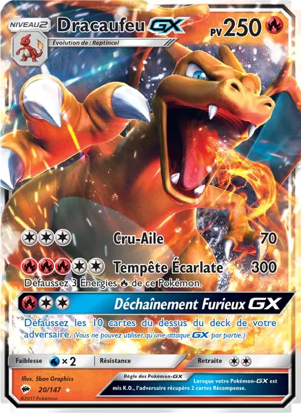 Dracaufeu GX — Ombres Ardentes 20 French Pokémon card