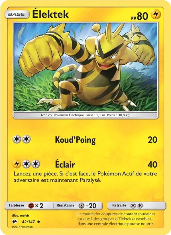 Élektek — Ombres Ardentes 42 French Pokémon card