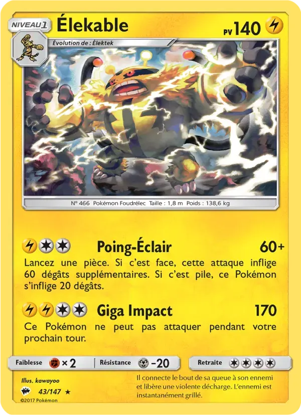 Élekable — Ombres Ardentes 43 French Pokémon card