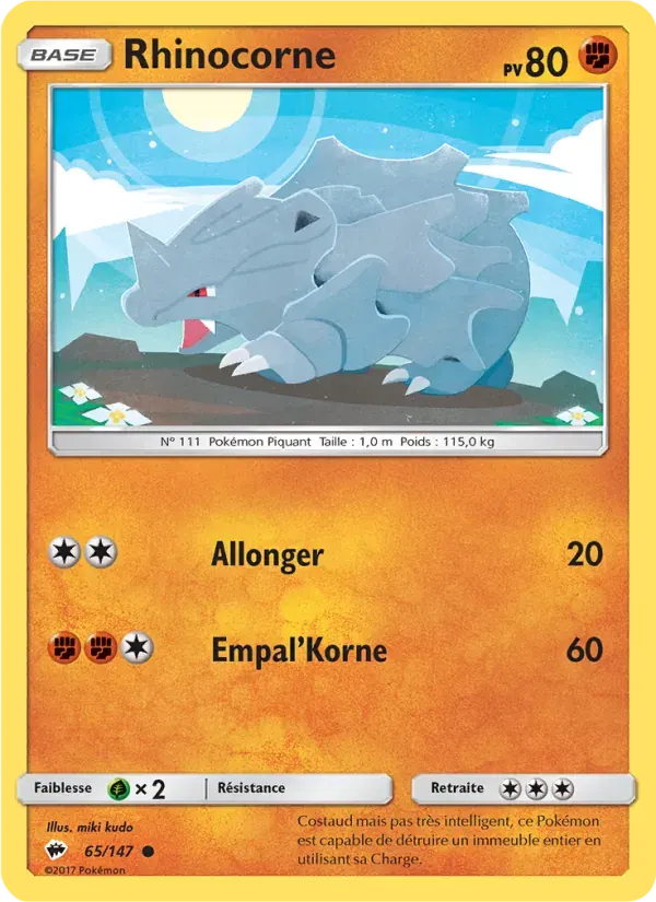 Rhinocorne — Ombres Ardentes 65 French Pokémon card