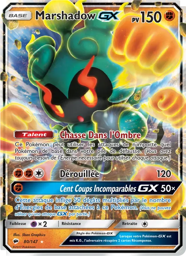 Marshadow GX — Ombres Ardentes 80 French Pokémon card