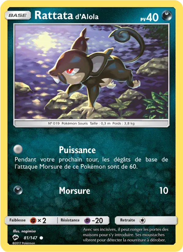 Rattata d’Alola — Ombres Ardentes 81 French Pokémon card