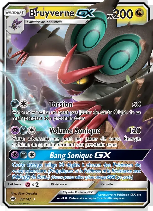 Bruyverne GX — Ombres Ardentes 99 French Pokémon card