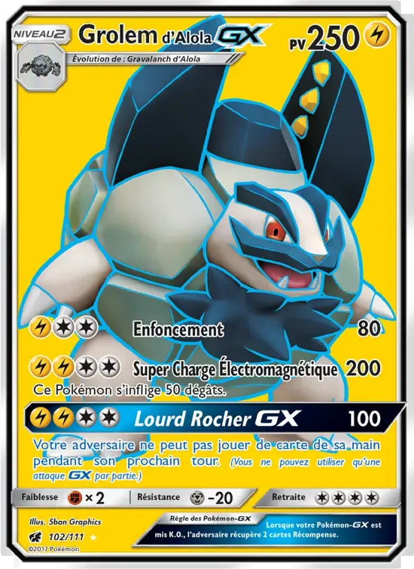 Grolem d’Alola GX — Invasion Carmin 102 French Pokémon card