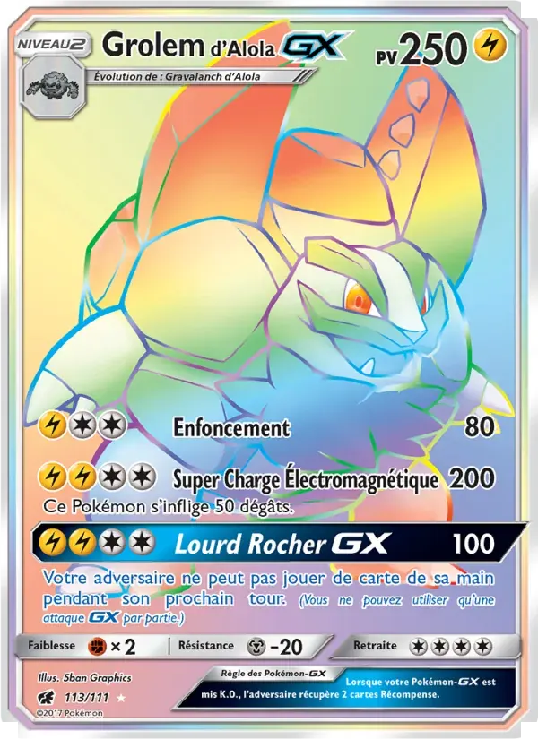 Grolem d’Alola GX — Invasion Carmin 113 French Pokémon card