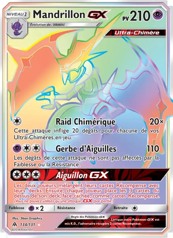 Mandrillon GX — Lumière Interdite 134 French Pokémon card
