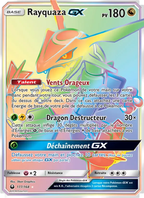 Rayquaza GX — Tempête Céleste 177 French Pokémon card