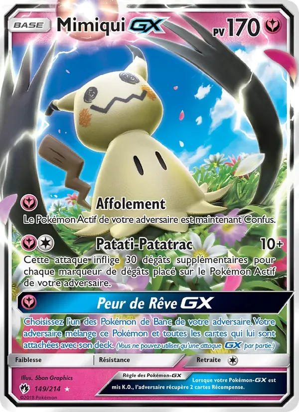 Mimiqui GX — Tonnerre Perdu 149 French Pokémon card