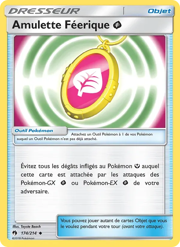 Amulette Féerique Grass — Tonnerre Perdu 174 French Pokémon card
