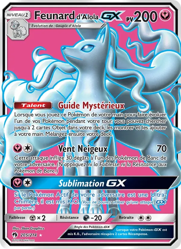 Feunard d’Alola GX — Tonnerre Perdu 205 French Pokémon card