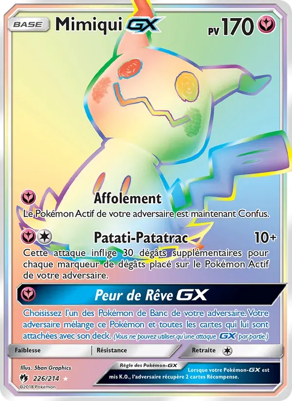 Mimiqui GX — Tonnerre Perdu 226 French Pokémon card